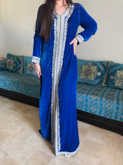 Caftan oriental velours bleu